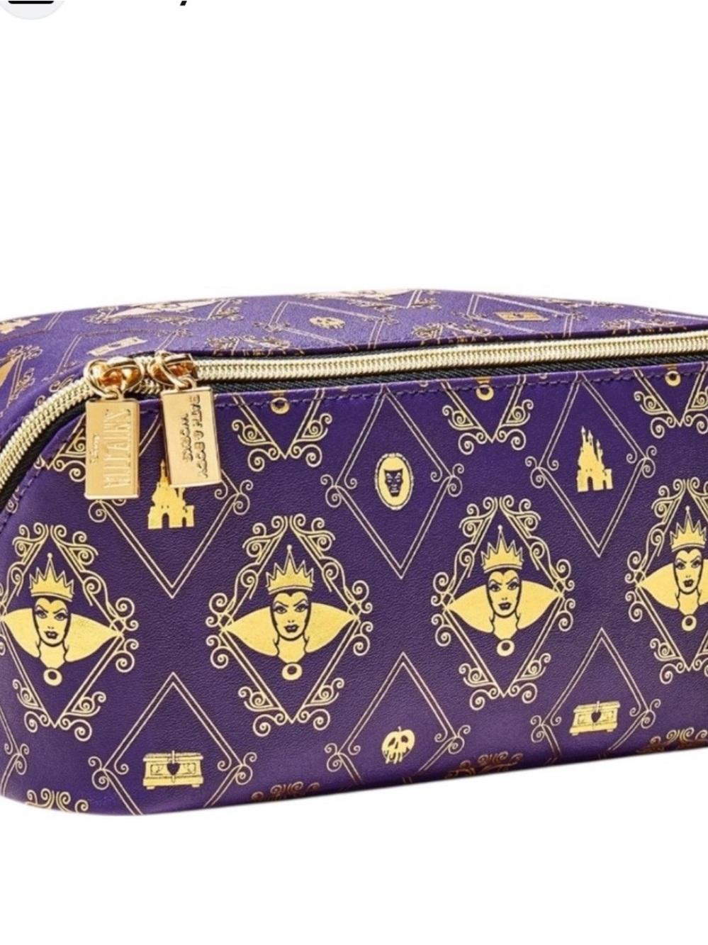 Bath & Body Works Purple Cosmetic Bag with Gold Villain Motif
